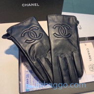 Chanel CC Lambskin and Cashmere Gloves 09 Black 2020