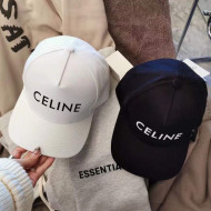 Celine Canvas Baseball Hat White/Black 2021 07