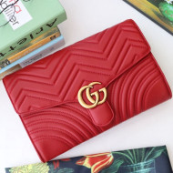 Gucci GG Marmont Chevron Leather Clutch 498079 Red 2019