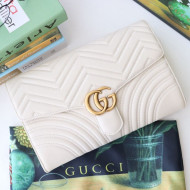 Gucci GG Marmont Chevron Leather Clutch 498079 White 2019