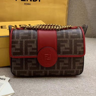 Fendi Leather and Fabric Mini Double F Bag Red 2018
