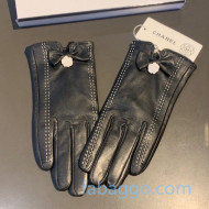 Chanel Stitching Lambskin and Cashmere Bow Bloom Gloves 11 Black/White 2020