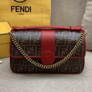 Fendi Leather and Fabric Double F Bag Red 2018
