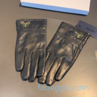 Prada Men's Logo Lambskin and Cashmere Gloves 17 Black 2020