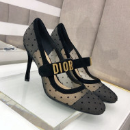Dior Baby-D Dotted Mesh Mary Janes Pumps 10cm Black 2021 
