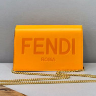 Fendi Leather Wallet on Chain Mini Bag Orange 2021