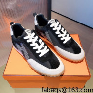 Hermes Suede Stitching H Sneakers Black 2021
