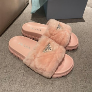Prada Wool Flat Mule Sandals Pink 2021