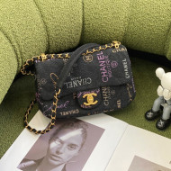 Chanel Printed Denim Small Flap Bag AS3134 Black/Multicolor 2022 