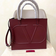 Valentino Large VLogo Walk Calfskin Vertical Tote Bag 1052 Burgundy 2020