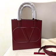Valentino Small VLogo Walk Calfskin Vertical Tote Bag 1053 Burgundy 2020