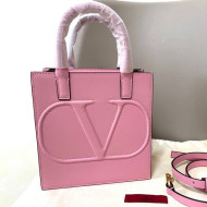 Valentino Small VLogo Walk Calfskin Vertical Tote Bag 1053 Pink 2020