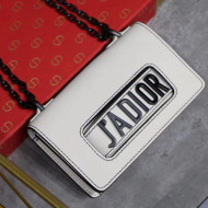 Dior "J'ADIOR" Mini Flap Bag In White Calfskin with Black Metal 2018