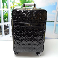 Dior Patent Cannage Luggage 20 inches Black 2021