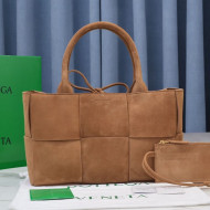 Bottega Veneta Arco Tote Bag in Maxi-Woven Suede Brownie 2021 614486