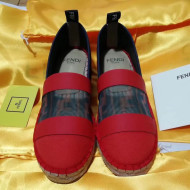 Fendi FF Mesh and Canvas Espadrilles Red 2019