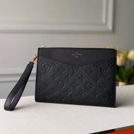 Louis Vuitton Pochette Mélanie MM Pouch in Black Monogram Leather M68705 2020