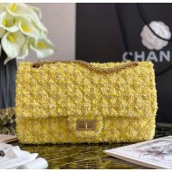 Chanel Tweed Medium 2.55 Flap Bag Yellow 2020