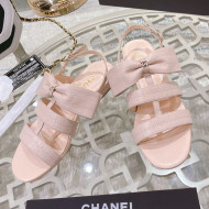 Chanel Quilted Lambskin Flat Sandals with Bow Yellow 2022 032803