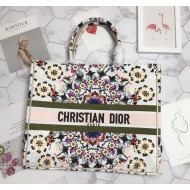 Dior Book Tote in Bloom Embroidered Canvas White 2019
