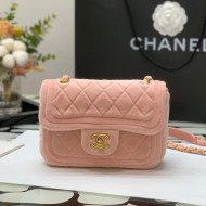 Chanel Velvet Mini Flap Bag AS2957 Light Pink 2022