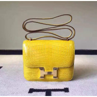 Hermes 18cm/23cm Constance Bag in Crocodile Leather Yellow 