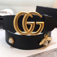 Gucci Gancio Bee Belt with GG Buckle 40mm Black  