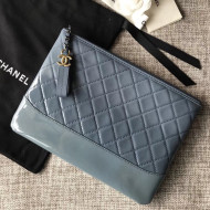 Chanel Goatskin & Patent Goatskin Gabrielle Pouch Bag Blue 2018