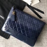Chanel Goatskin & Patent Goatskin Gabrielle Pouch Bag Navy Blue 2018