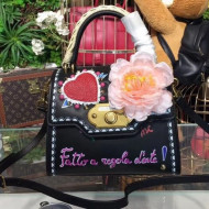 Dolce&Gabbana Welcome Bag in Embroidery Calfskin Black 2018