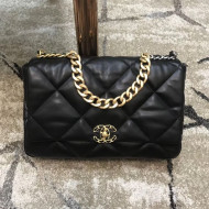 Chanel Quilted Goatskin 19 Maxi Flap Bag AS1162 Black 2019