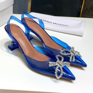 Amina Muaddi PVC Bow Sandals 7cm Blue 2021