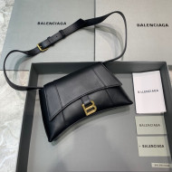 Balenciaga Hourglass Sling Back Small Bag in Smooth Leather Black/Gold 2021 180609