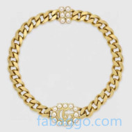 Gucci Pearl Double G Choker Necklace Gold 2020