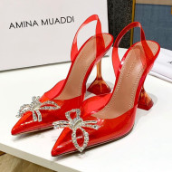 Amina Muaddi PVC Bow Sandals 10cm Red 2021