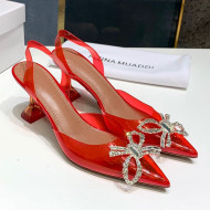 Amina Muaddi PVC Bow Sandals 7cm Red 2021