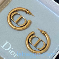 Dior CD Hoop Small Earrings Aged Gold 2020