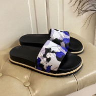 Fendi Camouflage Flat Slide Sandals Blue 2021 (For Women and Men)