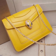 BV Serpenti Forever Flap Cover Bag in Two-tone Leather 20cm Yellow 2018