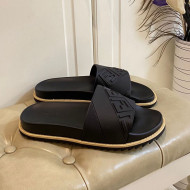 Fendi FENDI Embossed Flat Slide Sandals Black 01 2021 (For Women and Men)