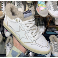 Golden Goose Ball Star Sneakers in Shearling and Calfskin White 2020