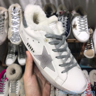 Golden Goose Super-Star Sneakers in Shearling and Calfskin White/Grey 03 2020