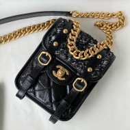 Chanel Tweed & Aged Calfskin Messenger Mini Flap Bag AS2695 Black/White 2021