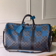 Louis Vuitton Keepall Bandouliere 50 Travel Bag in Blue Damier Giant Canvas N40410 2020