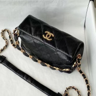 Chanel Crumpled Lambskin Small Hobo Bag AS2479 Black 2021 TOP