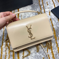 Saint Laurent Sunset Chain Wallet in Smooth Leather 533026 Nude 2020
