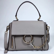 Chloe Small Faye Day Double Carry Bag in Smooth & Suede Calfskin Gray 2017