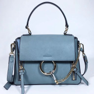 Chloe Small Faye Day Double Carry Bag in Smooth & Suede Calfskin Cloudy Blue 2017