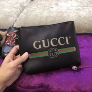 Gucci Gucci Print leather Small Portfolio 495665 Black 2017