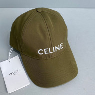 Celine Canvas Baseball Hat 2021 Green 11